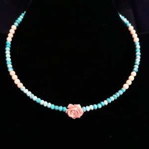 Turquoise and Coral Choker